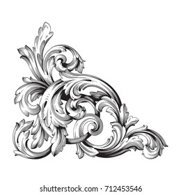 Baroque vector of vintage element for design. Decorative design element filigree calligraphy vector. You can use for wedding decoration of greeting card and laser cutting.