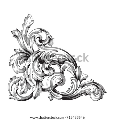 Baroque vector of vintage element for design. Decorative design element filigree calligraphy vector. You can use for wedding decoration of greeting card and laser cutting.