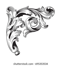 Baroque vector of vintage elements for design. Decorative design element filigree calligraphy vector. You can use for wedding decoration of greeting card and laser cutting.