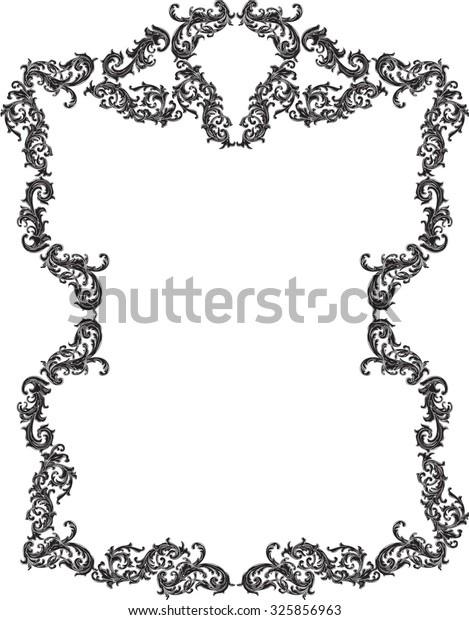 Baroque vintage art frame\
is on white