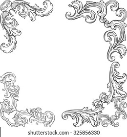 Baroque vintage corner set is on white
