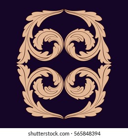 Baroque vintage element for design. Decorative design element filigree calligraphy vector. You can use for wedding decoration of greeting card and laser cutting.