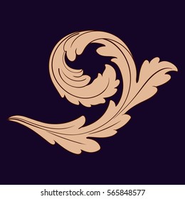 Baroque vintage element for design. Decorative design element filigree calligraphy vector. You can use for wedding decoration of greeting card and laser cutting.