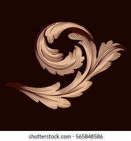 Baroque vintage element for design. Decorative design element filigree calligraphy vector. You can use for wedding decoration of greeting card and laser cutting.