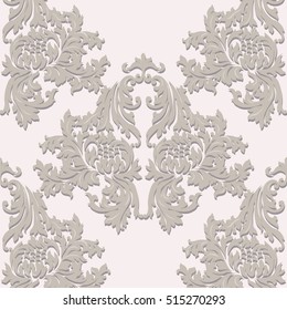 Baroque Vintage floral damask pattern. Vector decor background. Luxury Classic ornament. Royal Victorian texture for wallpapers, textile, fabric