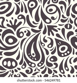 Baroque vintage floral damask seamless pattern in neutral and gray colors. Luxury classic ornament, royal victorian texture for wallpapers, print, textile or fabric. Vector illustration.
