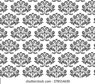 Baroque vintage floral seamless pattern - black and white classic background