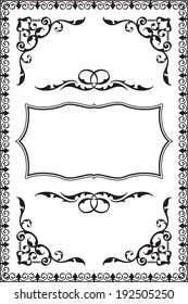 Baroque vintage frame is on white