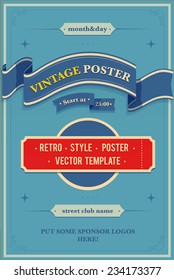 Baroque Vintage Music Retro Cocktail Party Poster Vector design template