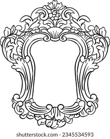 Baroque vintage old frame. Line art wedding frame.