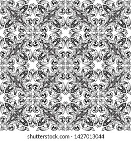 Baroque Wallpaper with floral Ornament. Seamless vector background. Graphic pattern for fabric, pattern, packaging. Ornate Damask flower ornament