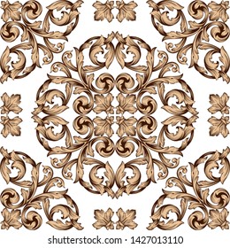 Baroque Wallpaper with floral Ornament. Seamless vector background. Graphic pattern for fabric, pattern, packaging. Ornate Damask flower ornament