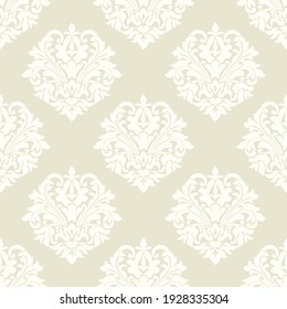Baroque wallpaper. Seamless beige background from ornate decorative leaves in the art deco style. Classic vintage ornament, geometric royal victorian seamless pattern. Floral damask vector pattern 
