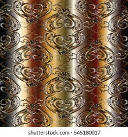 Baroque wallpaper. Seamless pattern. Vintage antique damask 3d ornaments. Vector ornate drapery background.