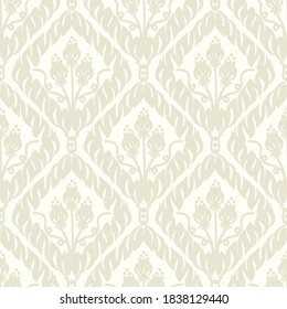 Baroque wallpaper. Seamless vector background ornate art deco decorative leaves. Damascus