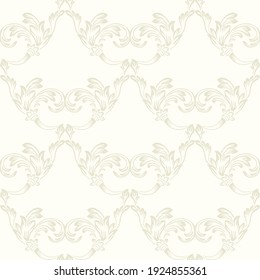 Baroque wallpaper. Seamless vector background ornate art deco decorative leaves. Damascus