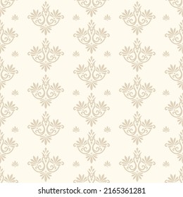 Baroque wallpaper. Seamless vector background of ornate decorative gold leaves in art deco style. Damascus