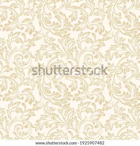 Baroque wallpaper. Seamless vector background of ornate decorative leaves in art deco style. Damask style. Floral royal pattern  ストックフォト © 