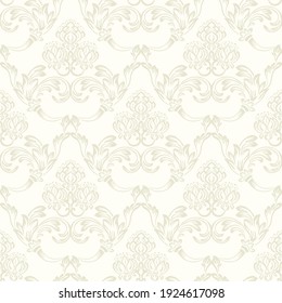Baroque wallpaper. Seamless vector floral beige background ornate decorative leaves in art deco style. Damascus 
