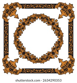 Baroque-Style Gold Frame with Geometric Structure