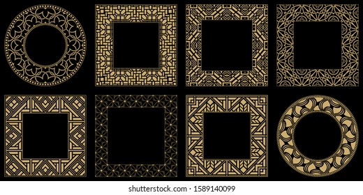 Baroque-style patterns. Ornaments. Vintage frame. Greeting card. Wedding invitation. Retro style. Wenzel, decorative frames. Vector logo, template, labels, and icons. Vector illustration.