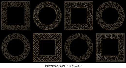 Baroque-style patterns. Ornaments. Vintage frame. Greeting card. Wedding invitation. Retro style. Wenzel, decorative frames. Vector logo, template, labels, and icons. Vector illustration.