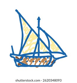 barque ancient ship doodle icon sketch vector. barque ancient ship sign. isolated symbol illustration