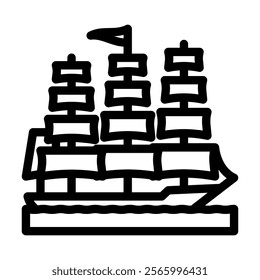 barque ancient ship line icon vector. barque ancient ship sign. isolated contour symbol black illustration