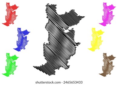 Barra de Sao Francisco municipio (Espírito Santo estado, Municipios de Brasil, República Federativa de Brasil) mapa Ilustración vectorial, dibujo a mano alzada Barra de Sao Francisco mapa