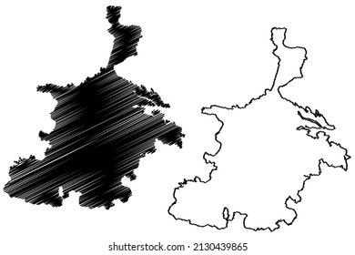 Barra island (United Kingdom of Great Britain and Northern Ireland, Scotland, Outer Hebrides) map vector illustration, scribble sketch Isle of Barra map