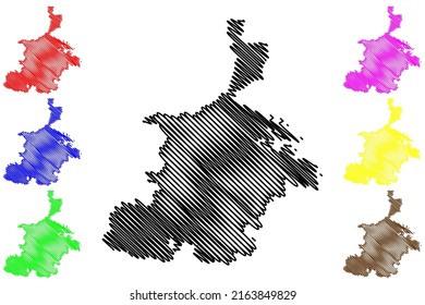 Barra island (United Kingdom of Great Britain and Northern Ireland, Scotland, Outer Hebrides) map vector illustration, scribble sketch Isle of Barra map