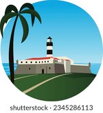 Barra Lighthouse - a touristic spot in Salvador city, Bahia Brazil