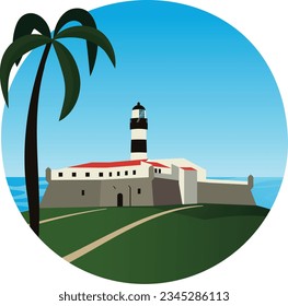 Barra Lighthouse - a touristic spot in Salvador city, Bahia Brazil