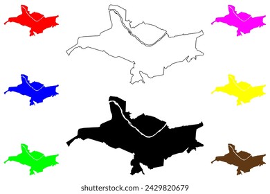 Barra Mansa city (Federative Republic of Brazil, Rio de Janeiro state) map vector illustration, scribble sketch Barra Mansa map