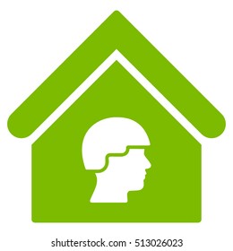 Barrack Building vector icon. Flat eco green symbol. Pictogram is isolated on a white background. Designed for web and software interfaces.