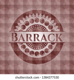 Barrack red seamless emblem with geometric pattern.