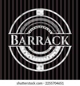 Barrack silvery badge or emblem. Vector Illustration. Mosaic. 