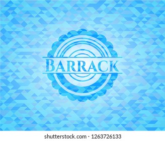 Barrack sky blue emblem with triangle mosaic background