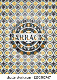 Barracks arabic style badge. Arabesque decoration.