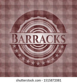 Barracks red seamless polygonal badge.