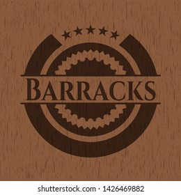 Barracks wooden emblem. Retro. Vector Illustration.