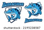 Barracuda cartoon mascot logo design with text vector