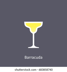 Barracuda cocktail icon on dark background in flat style. Vector illustration