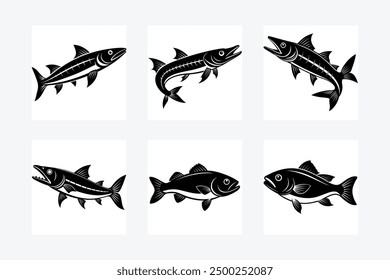 Barracuda and Cod Fish Vector Illustration