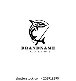 barracuda fish cartoon logo icon design template modern black vector