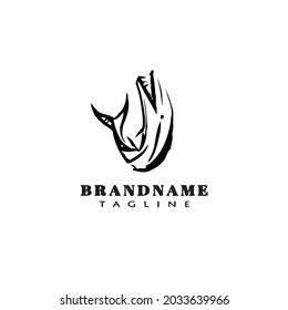 barracuda fish cartoon logo icon template modern black vector illustration