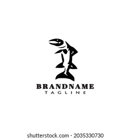 barracuda fish cartoon logo icon design template modern black illustration