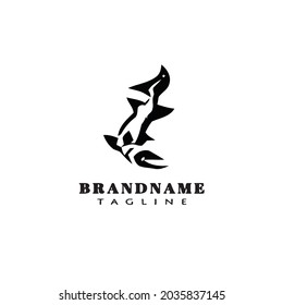 barracuda fish cartoon logo icon design template modern black vector illustration