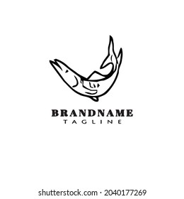 barracuda fish cartoon logo icon design template modern vector illustration