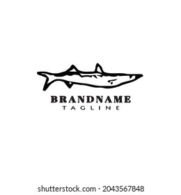 barracuda fish cartoon logo icon design modern black vector illustration